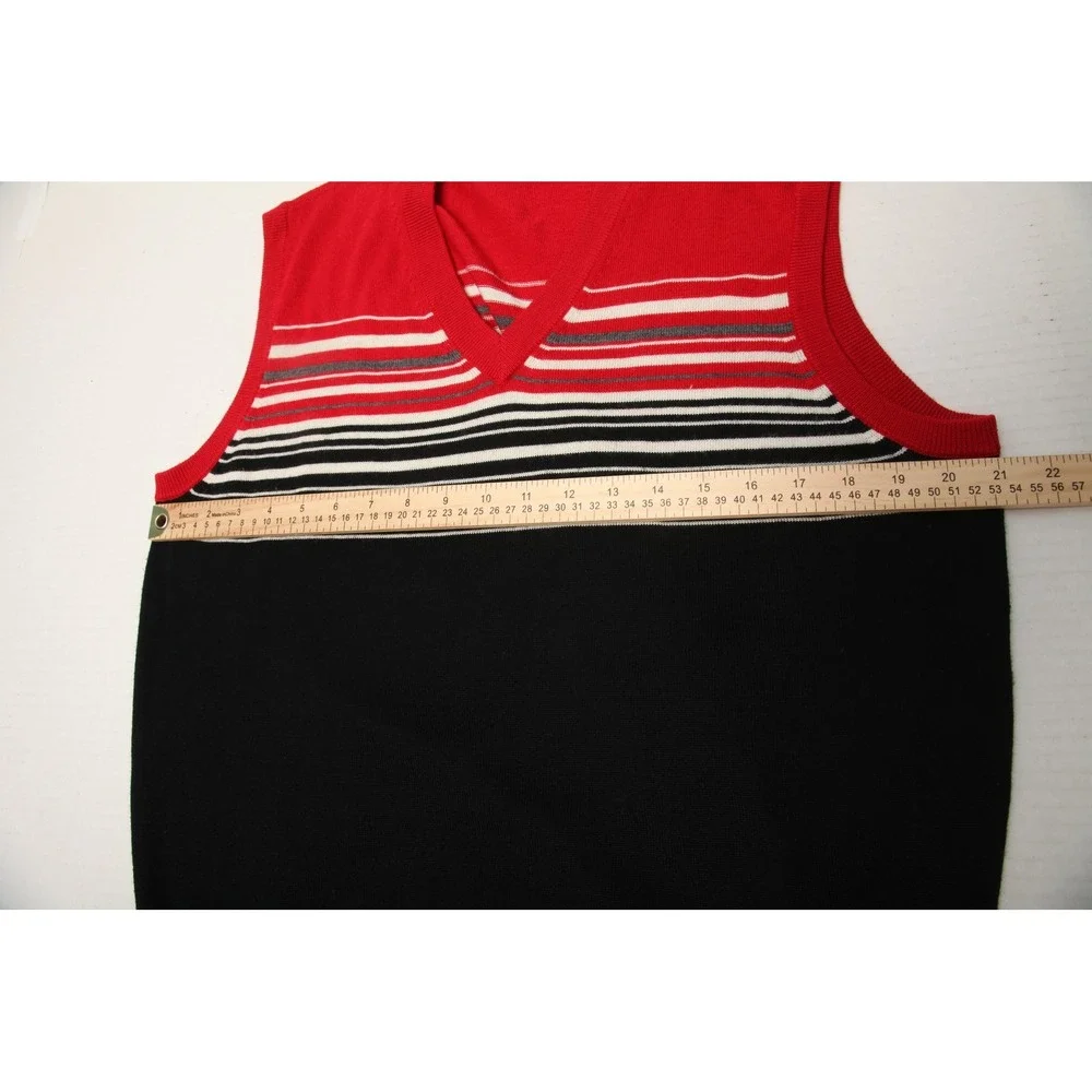 Galvin Green Sweater Vest Mens XL Red Black Stripe Knit Wool Golf Pullover - Picture 7 of 11